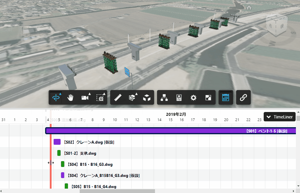 直感操作で施工ステップを4Dシミュレーション